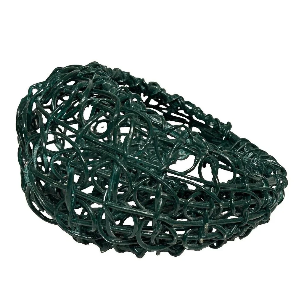 Vintage Dark Green Open-weave Vine Wall Pocket Basket Wicker Hanging Boho